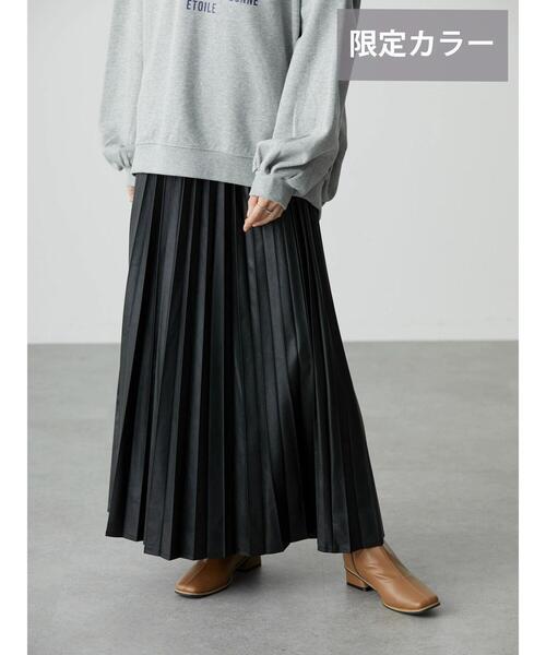 AMERICAN HOLIC（アメリカンホリック）の「フェイクレザープリーツスカート（スカート・レディース・ブラック/オフホワイト/キャメル/カーキ・S/L/M）」の8枚目の写真