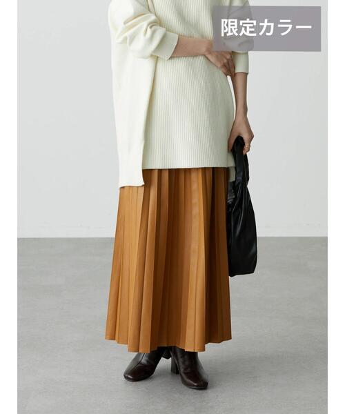 AMERICAN HOLIC（アメリカンホリック）の「フェイクレザープリーツスカート（スカート・レディース・ブラック/オフホワイト/キャメル/カーキ・S/L/M）」の9枚目の写真