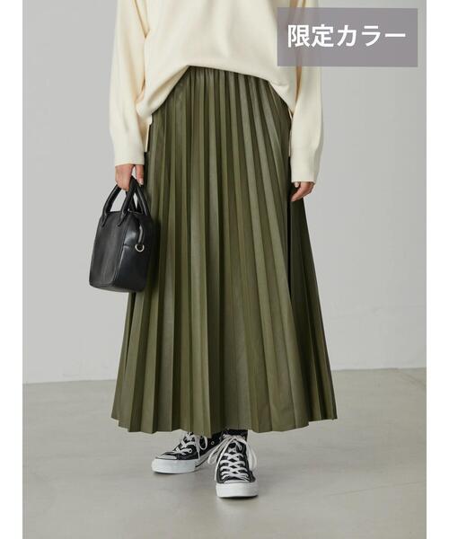 AMERICAN HOLIC（アメリカンホリック）の「フェイクレザープリーツスカート（スカート・レディース・ブラック/オフホワイト/キャメル/カーキ・S/L/M）」の11枚目の写真