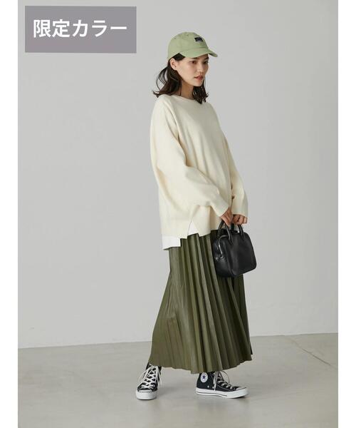 AMERICAN HOLIC（アメリカンホリック）の「フェイクレザープリーツスカート（スカート・レディース・ブラック/オフホワイト/キャメル/カーキ・S/L/M）」の15枚目の写真