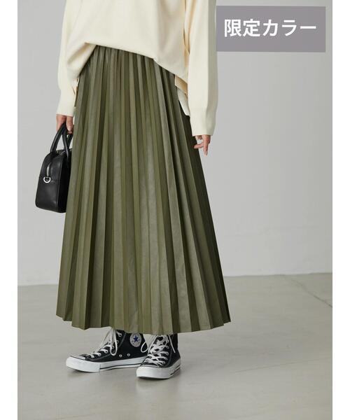 AMERICAN HOLIC（アメリカンホリック）の「フェイクレザープリーツスカート（スカート・レディース・ブラック/オフホワイト/キャメル/カーキ・S/L/M）」の17枚目の写真