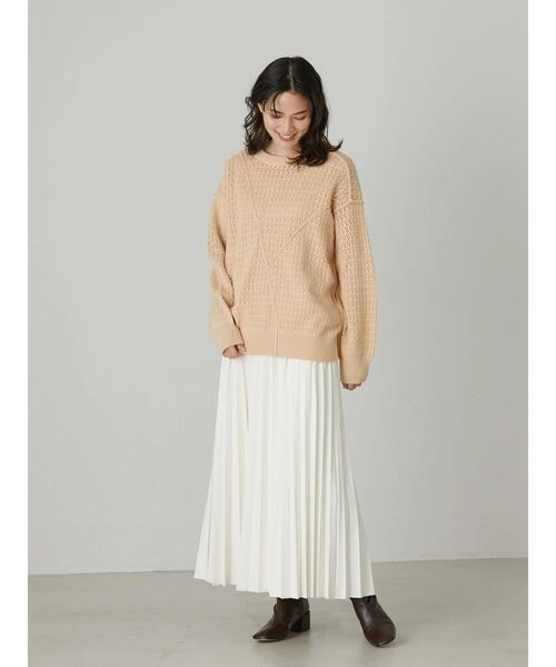 AMERICAN HOLIC（アメリカンホリック）の「フェイクレザープリーツスカート（スカート・レディース・ブラック/オフホワイト/キャメル/カーキ・S/L/M）」の22枚目の写真