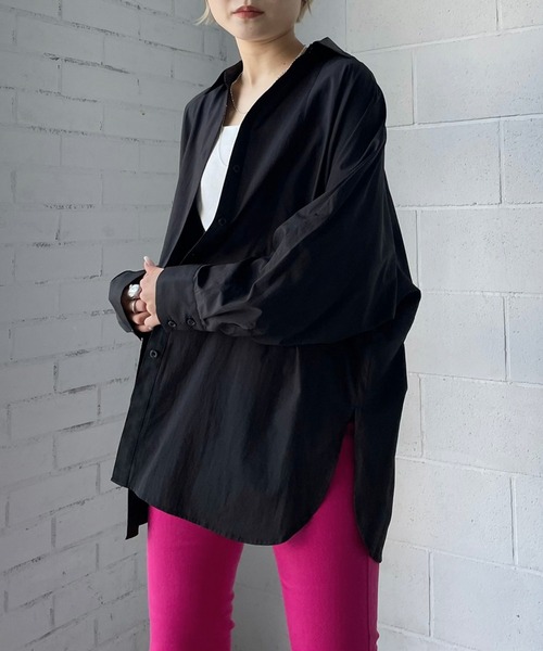 PAGEBOY（ページボーイ）の「ナイロンロングシャツ（シャツ/ブラウス・レディース・グリーン/オフホワイト/ブルー/ブラック/グレイッシュベージュ・FREE）」の8枚目の写真