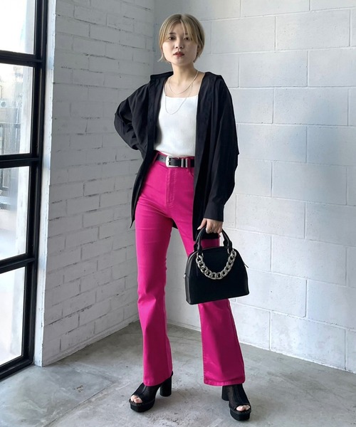 PAGEBOY（ページボーイ）の「ナイロンロングシャツ（シャツ/ブラウス・レディース・グリーン/オフホワイト/ブルー/ブラック/グレイッシュベージュ・FREE）」の11枚目の写真