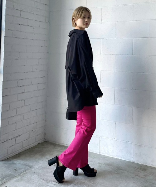 PAGEBOY（ページボーイ）の「ナイロンロングシャツ（シャツ/ブラウス・レディース・グリーン/オフホワイト/ブルー/ブラック/グレイッシュベージュ・FREE）」の12枚目の写真