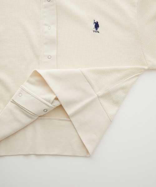 U.S.POLOASSN./ユーエスポロアッスン別注ワンポイント刺繍ワッフルリングスナップカーディガン