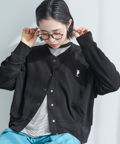 U.S. POLO ASSN.(ユーエスポロアッスン)の「U.S. POLO ASSN./ユーエスポロアッスン 別注 ワンポイント刺繍 ワッフルリングスナップカーディガン(カーディガン/ボレロ・レディース・ブラック/ネイビー/レッド/ピンク/グリーン/アイボリー/杢グレー/ライトイエロー/レッド系/ピンク系/ダークグリーン/チャコール/ダークネイビー/ネイビー系・FREE)」の18枚目の写真