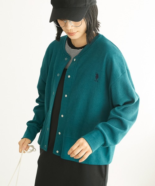 U.S. POLO ASSN.(ユーエスポロアッスン)の「U.S. POLO ASSN./ユーエスポロアッスン 別注 ワンポイント刺繍 ワッフルリングスナップカーディガン(カーディガン/ボレロ・レディース・ブラック/ネイビー/レッド/ピンク/グリーン/アイボリー/杢グレー/ライトイエロー/レッド系/ピンク系/ダークグリーン/チャコール/ダークネイビー/ネイビー系・FREE)」の19枚目の写真