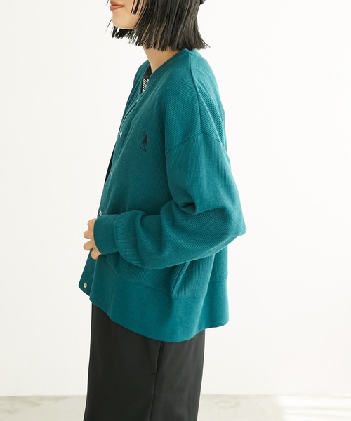 U.S. POLO ASSN.(ユーエスポロアッスン)の「U.S. POLO ASSN./ユーエスポロアッスン 別注 ワンポイント刺繍 ワッフルリングスナップカーディガン(カーディガン/ボレロ・レディース・ブラック/ネイビー/レッド/ピンク/グリーン/アイボリー/杢グレー/ライトイエロー/レッド系/ピンク系/ダークグリーン/チャコール/ダークネイビー/ネイビー系・FREE)」の21枚目の写真