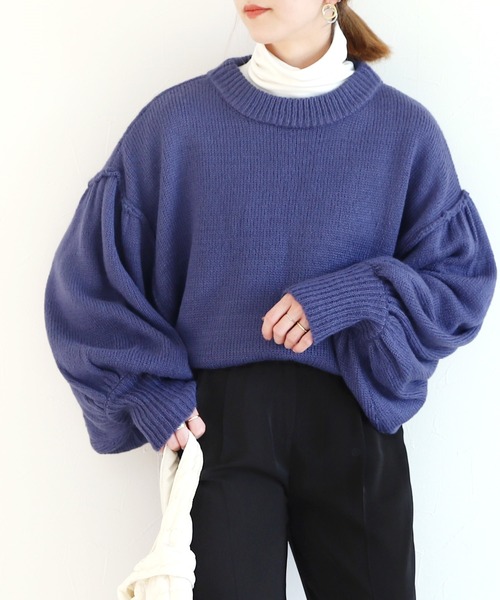 reca（レカ）の「５GG ボリュームスリーブ起毛ニット（ニット/セーター・レディース・オフホワイト/グリーン/ブルー/レッド・M）」の7枚目の写真