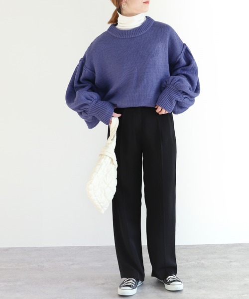 reca（レカ）の「５GG ボリュームスリーブ起毛ニット（ニット/セーター・レディース・オフホワイト/グリーン/ブルー/レッド・M）」の11枚目の写真