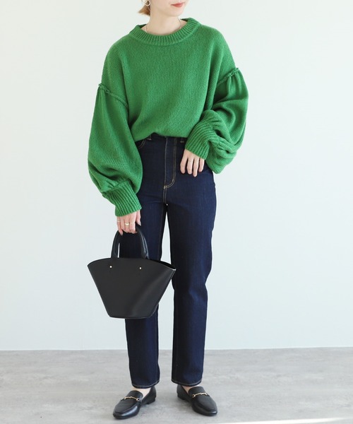 reca（レカ）の「５GG ボリュームスリーブ起毛ニット（ニット/セーター・レディース・オフホワイト/グリーン/ブルー/レッド・M）」の16枚目の写真