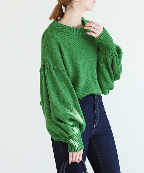 reca（レカ）の「５GG ボリュームスリーブ起毛ニット（ニット/セーター・レディース・オフホワイト/グリーン/ブルー/レッド・M）」の14枚目の写真