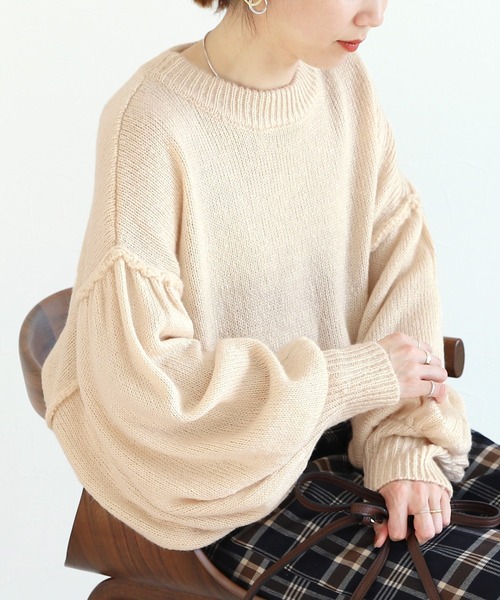 reca（レカ）の「５GG ボリュームスリーブ起毛ニット（ニット/セーター・レディース・オフホワイト/グリーン/ブルー/レッド・M）」の20枚目の写真