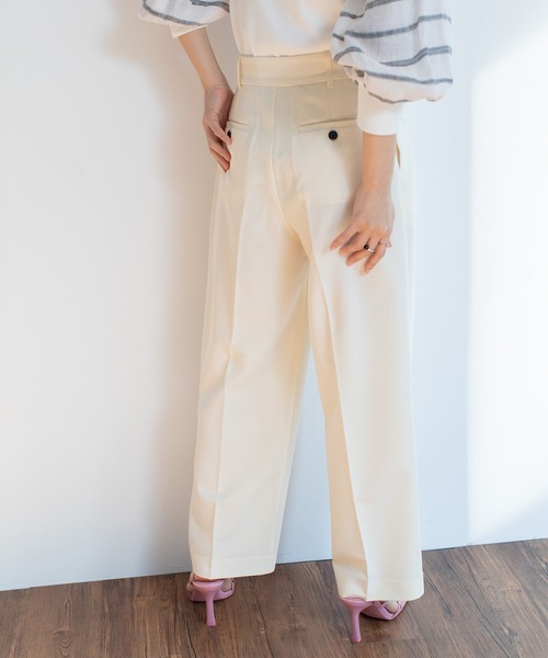 audrey and john wad(オードリーアンドジョンワッド)の「ストレッチツイル2タックストレートパンツ(スラックス・レディース・ブラック/オフホワイト/ライトグリーン/ラベンダー/レンガ・S/M)」の22枚目の写真