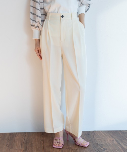 audrey and john wad(オードリーアンドジョンワッド)の「ストレッチツイル2タックストレートパンツ(スラックス・レディース・ブラック/オフホワイト/ライトグリーン/ラベンダー/レンガ・S/M)」の16枚目の写真