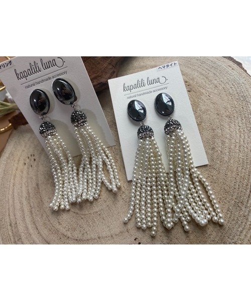 tone(トーン)の「【kapalililuna】ヘマタイト×Pearl pierce(MA)(ピアス(両耳用)・レディース・シルバー・FREE)」の1枚目の写真