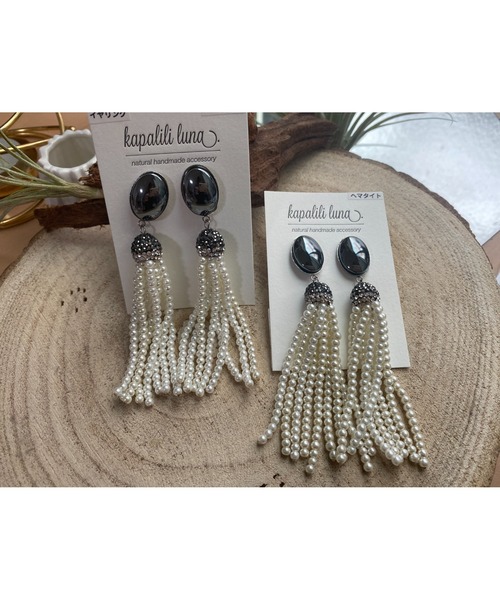 tone(トーン)の「【kapalililuna】ヘマタイト×Pearl pierce(MA)(ピアス(両耳用)・レディース・シルバー・FREE)」の2枚目の写真