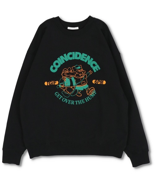 SPINNS（スピンズ）の「Crocodile&Pigイラストデザイン クルーネックスウェット（スウェット・レディース・ブラック/オフホワイト/オートミール/グレイッシュブルー・ONESIZE）」の12枚目の写真