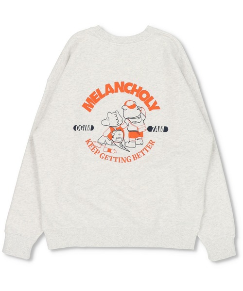 SPINNS（スピンズ）の「Crocodile&Pigイラストデザイン クルーネックスウェット（スウェット・レディース・ブラック/オフホワイト/オートミール/グレイッシュブルー・ONESIZE）」の19枚目の写真