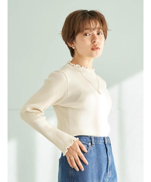 earth music&ecology(アースミュージックアンドエコロジー)の「ハイネックメローリブニットプルオーバー*(ニット/セーター・レディース・ブラック/オフホワイト/サックスブルー/ライトピンク・S/M)」の19枚目の写真