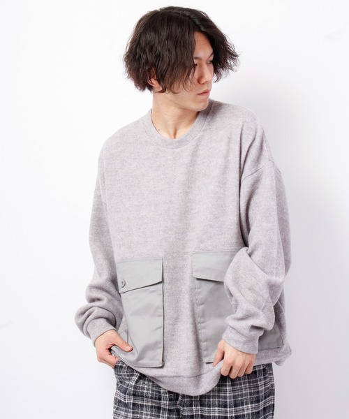 House of Blues（ハウスオブブルース）の「サカリバ起毛ポケット配色切替クルーネック（スウェット・メンズ・ベージュ/杢グレー・M/L）」の2枚目の写真