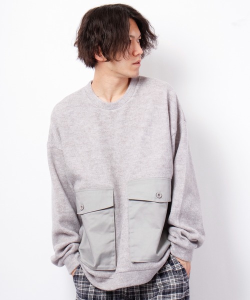 House of Blues（ハウスオブブルース）の「サカリバ起毛ポケット配色切替クルーネック（スウェット・メンズ・ベージュ/杢グレー・M/L）」の5枚目の写真