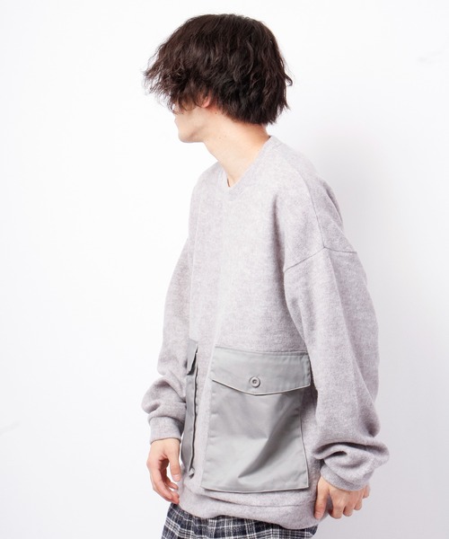 House of Blues（ハウスオブブルース）の「サカリバ起毛ポケット配色切替クルーネック（スウェット・メンズ・ベージュ/杢グレー・M/L）」の6枚目の写真