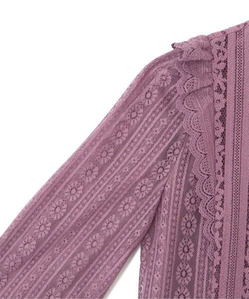 PROPORTION BODY DRESSING（プロポーションボディドレッシング）の「ストライプレースブラウス / 1212110207（シャツ/ブラウス・レディース・ダークグレー/パープル/オフホワイト・SMALL/MEDIUM）」の18枚目の写真