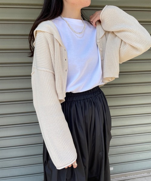 JUGLANS(ユグランス)の「☆ 衿付きカーディガン S5521(カーディガン/ボレロ・レディース・ピンク/ブルー/アイボリー・FREE)」の6枚目の写真