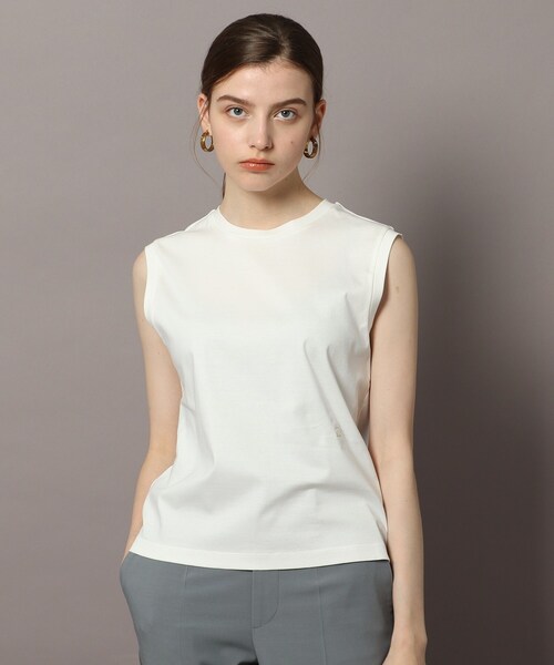 DRESSTERIOR(ドレステリア)の「◆【接触冷感/抗菌防臭/消臭】アイスクリアコットンノースリーブTシャツ(タンクトップ・レディース・チャコールグレー/オフホワイト/ブルー/ライトパープル・38/36)」の2枚目の写真