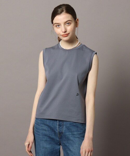 DRESSTERIOR(ドレステリア)の「◆【接触冷感/抗菌防臭/消臭】アイスクリアコットンノースリーブTシャツ(タンクトップ・レディース・チャコールグレー/オフホワイト/ブルー/ライトパープル・38/36)」の6枚目の写真