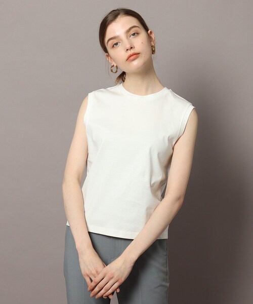 DRESSTERIOR(ドレステリア)の「◆【接触冷感/抗菌防臭/消臭】アイスクリアコットンノースリーブTシャツ(タンクトップ・レディース・チャコールグレー/オフホワイト/ブルー/ライトパープル・38/36)」の13枚目の写真