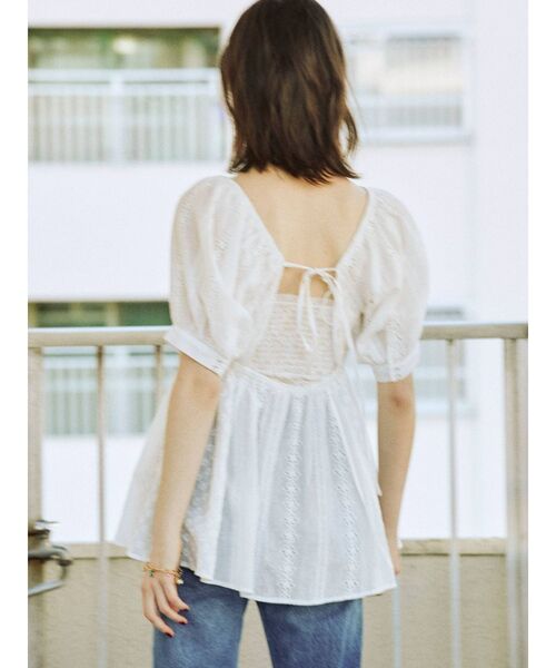 jouetie（ジュエティ）の「カットワークペプラムブラウス（シャツ/ブラウス・レディース・ブラック/パープル/オフホワイト・MEDIUM）」の14枚目の写真