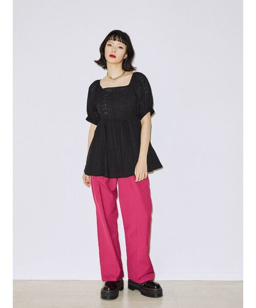 jouetie（ジュエティ）の「カットワークペプラムブラウス（シャツ/ブラウス・レディース・ブラック/パープル/オフホワイト・MEDIUM）」の8枚目の写真