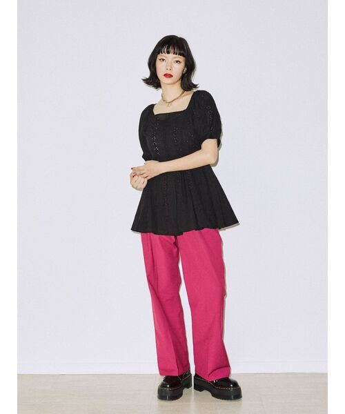 jouetie（ジュエティ）の「カットワークペプラムブラウス（シャツ/ブラウス・レディース・ブラック/パープル/オフホワイト・MEDIUM）」の13枚目の写真