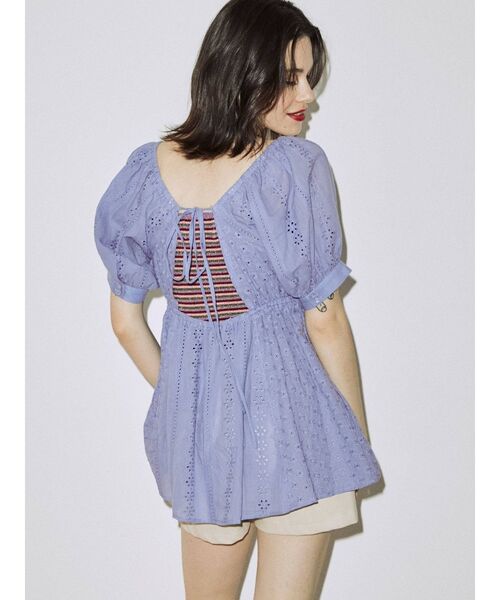 jouetie（ジュエティ）の「カットワークペプラムブラウス（シャツ/ブラウス・レディース・ブラック/パープル/オフホワイト・MEDIUM）」の6枚目の写真