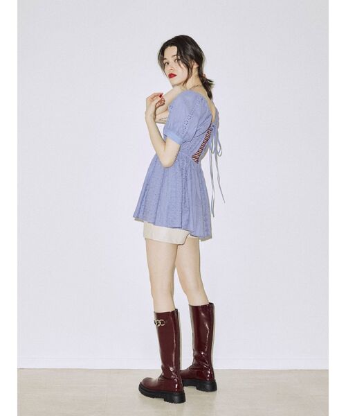 jouetie（ジュエティ）の「カットワークペプラムブラウス（シャツ/ブラウス・レディース・ブラック/パープル/オフホワイト・MEDIUM）」の16枚目の写真