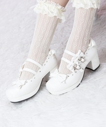 BODYLINE | レディース スカラップカットラウンドトゥパンプス（リボン×ハート）(パンプス)