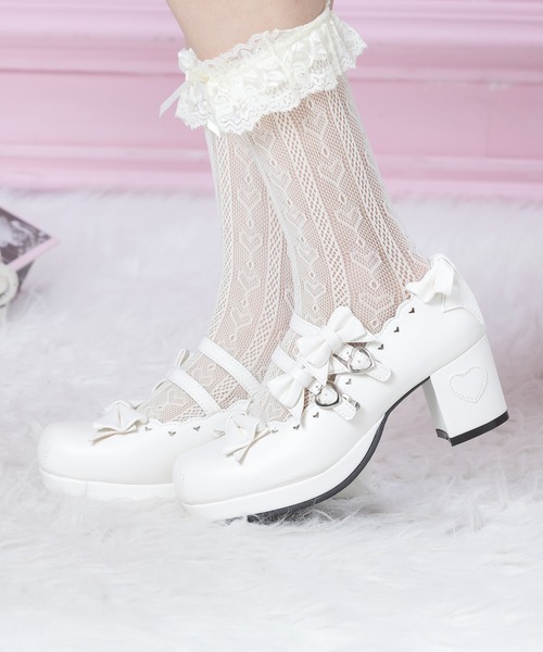 BODYLINE（ボディライン）の「レディース スカラップカットラウンドトゥパンプス（リボン×ハート）（パンプス・レディース・レッド/オフホワイト/ピンク・24.0cm/26.0cm）」の11枚目の写真