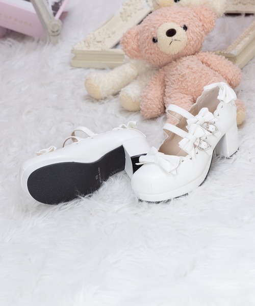 BODYLINE（ボディライン）の「レディース スカラップカットラウンドトゥパンプス（リボン×ハート）（パンプス・レディース・レッド/オフホワイト/ピンク・24.0cm/26.0cm）」の9枚目の写真