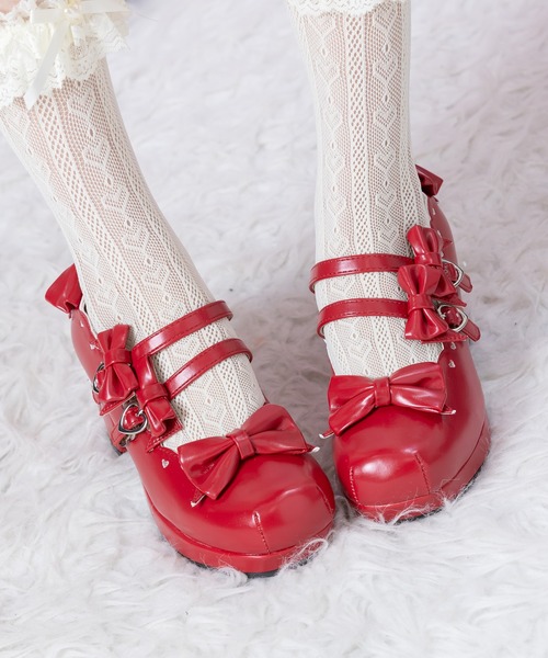 BODYLINE（ボディライン）の「レディース スカラップカットラウンドトゥパンプス（リボン×ハート）（パンプス・レディース・レッド/オフホワイト/ピンク・24.0cm/26.0cm）」の20枚目の写真