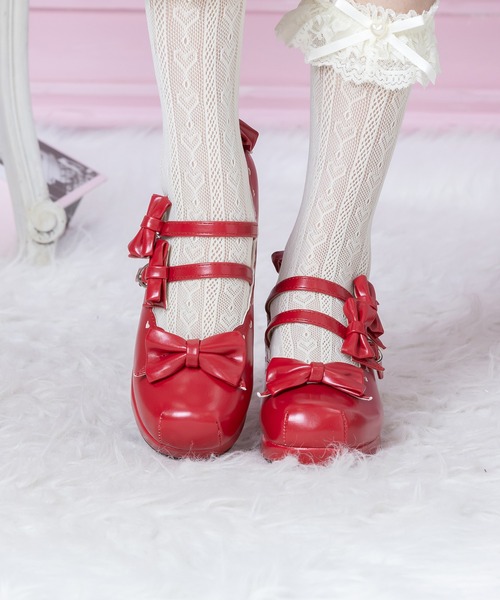 BODYLINE（ボディライン）の「レディース スカラップカットラウンドトゥパンプス（リボン×ハート）（パンプス・レディース・レッド/オフホワイト/ピンク・24.0cm/26.0cm）」の18枚目の写真