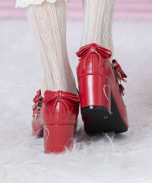 BODYLINE（ボディライン）の「レディース スカラップカットラウンドトゥパンプス（リボン×ハート）（パンプス・レディース・レッド/オフホワイト/ピンク・24.0cm/26.0cm）」の16枚目の写真