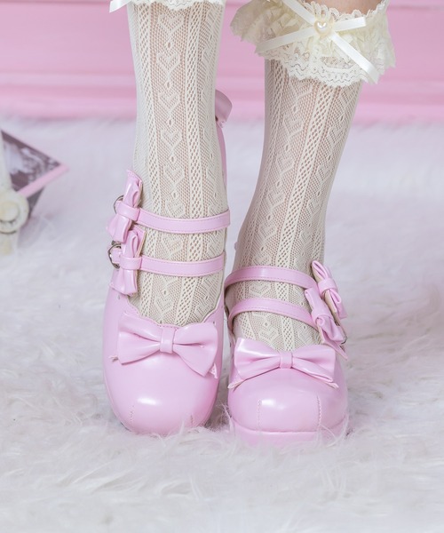 BODYLINE（ボディライン）の「レディース スカラップカットラウンドトゥパンプス（リボン×ハート）（パンプス・レディース・レッド/オフホワイト/ピンク・24.0cm/26.0cm）」の6枚目の写真