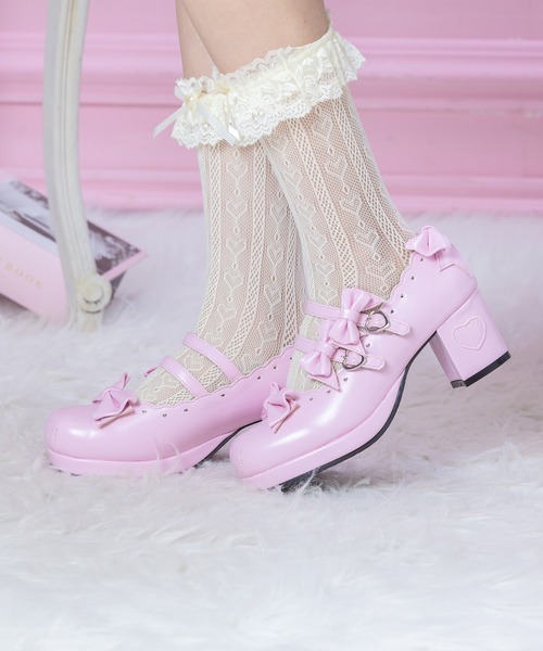 BODYLINE（ボディライン）の「レディース スカラップカットラウンドトゥパンプス（リボン×ハート）（パンプス・レディース・レッド/オフホワイト/ピンク・24.0cm/26.0cm）」の5枚目の写真