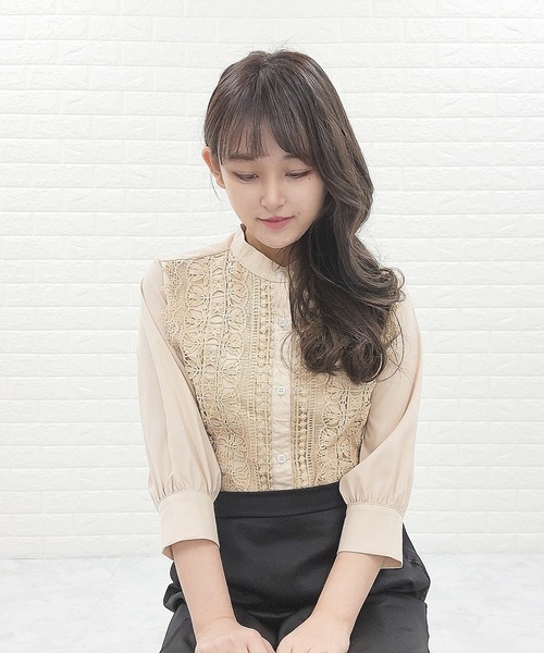Lace Ladies(レースレディース)の「シフォンジョーゼット レースシャツ 七分袖(シャツ/ブラウス・レディース・ホワイト/ライトブルー/ブラック/ベージュ・FREE)」の7枚目の写真