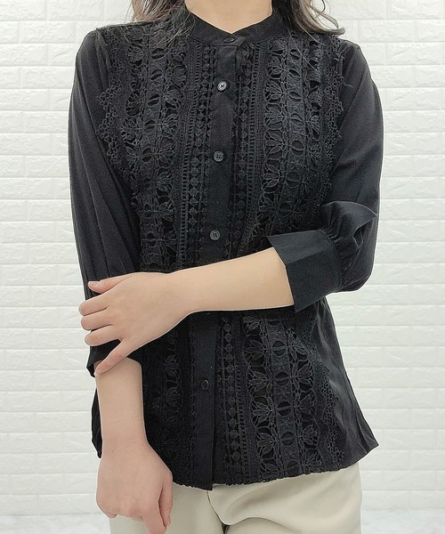Lace Ladies(レースレディース)の「シフォンジョーゼット レースシャツ 七分袖(シャツ/ブラウス・レディース・ホワイト/ライトブルー/ブラック/ベージュ・FREE)」の10枚目の写真