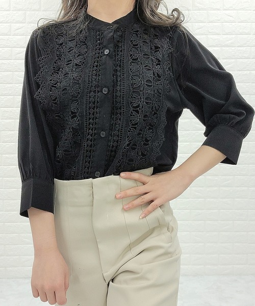 Lace Ladies(レースレディース)の「シフォンジョーゼット レースシャツ 七分袖(シャツ/ブラウス・レディース・ホワイト/ライトブルー/ブラック/ベージュ・FREE)」の11枚目の写真