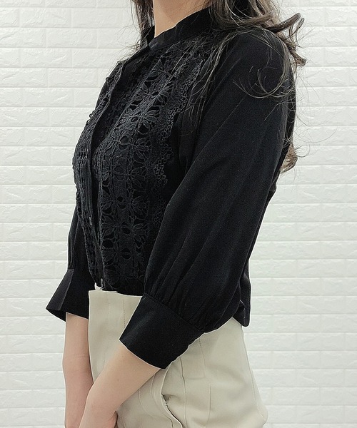 Lace Ladies(レースレディース)の「シフォンジョーゼット レースシャツ 七分袖(シャツ/ブラウス・レディース・ホワイト/ライトブルー/ブラック/ベージュ・FREE)」の12枚目の写真